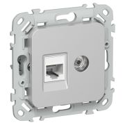 FLITE Розетка 2-местная RJ45/TV категория 5Е UTP РКТВ5е-2-0-ФлА алюминий IEK