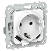 FLITE Розетка 1-местная с заземлением с защитными шторками 16А с USB A+C 20Вт безвинтовое крепление РСЮшс11-1-ФлБ белый IEK