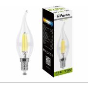 Лампа светодиодная LED 11вт Е14 белый свеча на ветру FILAMENT