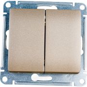 GLOSSA Выключатель двухклавишный в рамку титан сх.5
