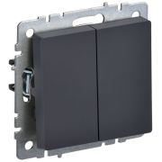 BRITE Выключатель двухклавишный проходной 10А ВС10-2-6-БрГ графит