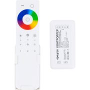 Комплект: контроллер и 3-х зонный сенсорный пульт RGB-RGBW, 12/24В, 192/384 Вт, 4 канала по 4А, IP20, пульт сенсорный (без батареек), радио, 11 кнопок и кольцо