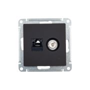 Розетка ATLASDESIGN двойная компьютерная+ТВ RJ45+TV категория 5E механизм карбон