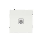 Компьютерная розетка RJ-45 без шторки, кат.5е одинарная, KANT, белая магнолия