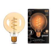 Лампа светодиодная филаментная LED 6 Вт 550 лм 2400К шар G95 теплый E27 AC 220В золотистая колба Black Filament