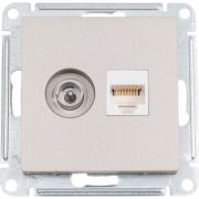 Розетка ATLASDESIGN двойная компьютерная+ТВ RJ45+TV категория 5E механизм шампань
