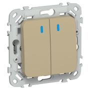 FLITE Выключатель 2-клавишный с индикацией 10А ВС12-1-1-ФлХ хаки IEK