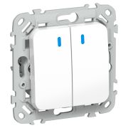 FLITE Выключатель 2-клавишный с индикацией 10А ВС12-1-1-ФлБ белый IEK