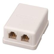 Розетка телефонная внешняя, 2 порта UTP, RJ-14    (6P4C), CAT 3 (50шт/уп)