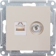 Розетка ATLASDESIGN двойная компьютерная+ТВ RJ45+TV категория 5E механизм бежевый