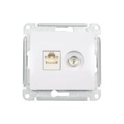 GLOSSA РОЗЕТКА двойная ТВ + компьютерная RJ45, кат. 5Е, БЕЛЫЙ