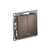 ATLASDESIGN 2-клавишный ВЫКЛЮЧАТЕЛЬ с подсветкой ,сх.5а, 10АХ, быстрозажимные клеммы, МОККО
