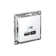 ATLASDESIGN USB РОЗЕТКА A + тип-C 45W высокоскор.заряд. QC, PD, механизм, БЕЛЫЙ