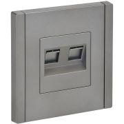 FORTE&PIANO Розетка компьютерная двойная RJ45 кат.5E FP533 сталь IEK