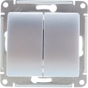 GLOSSA Выключатель двухклавишный в рамку алюминий сх.5