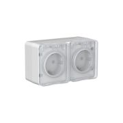 AtlasDesign PROFI IP54 открытой установки розетка двойная с з/к со шторками 16А, серый