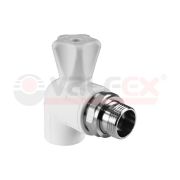 Кран для радиатора угловой 20x1/2' полипропиленовый PPR белый