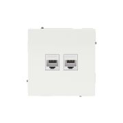 Компьютерная розетка RJ-45 без шторки, кат.6А двойная, KANT, белая магнолия