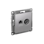 Розетка ATLASDESIGN двойная компьютерная+ТВ RJ45+TV категория 5E механизм алюминий