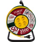 Удлинитель Союз силовой на катушке с 4 гнезда 3500 Вт 50м