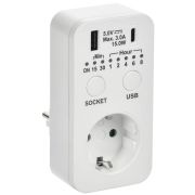 РТЭ-4 Розетка-таймер электронный с USB A+C        15мин-8ч 16А IP20 белый IEK