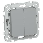 FLITE Выключатель 2-клавишный 10А ВС12-1-0-ФлС серый IEK