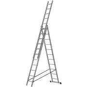 Лестница трехсекционная алюминиевая усиленная, 3x11 ступеней, H=316/539/759 см, вес 16.61 кг