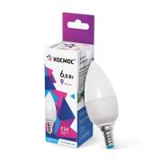 Лампа светодиодная LED 6.5Вт Свеча 220В Е14 D37х100 6500К холодный 520 лм
