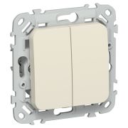 FLITE Выключатель 2-клавишный 10А ВС12-1-0-ФлСл сливочный IEK