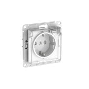 ATLASDESIGN AQUA РОЗЕТКА с заземлением со шторками с прозрачной крышкой ,16А, IP44, быстрозажимные клеммы,БЕЛЫЙ