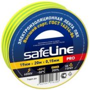 Изолента ПВХ желто-зеленая 19мм 20м Safeline