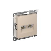 ATLASDESIGN РОЗЕТКА двойная компьютерная RJ45+RJ45, кат.5E, механизм, ПЕСОЧНЫЙ