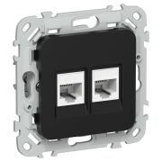 FLITE Розетка 2-местная RJ45/RJ11 категория 5Е/3 UTP РКТ5е/3-2-0-ФлЧ черный IEK