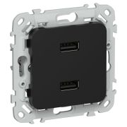 FLITE Розетка USB A+A 3,1А РЮ-2-ФлЧ черный IEK