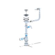 Сифон для мойки АНИ Грот 3 1/2'X40 c круглым переливом и отводом для стиральной машины с гибкой трубой 40х40/50